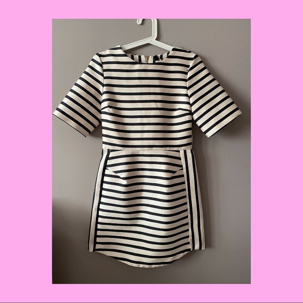Black and White Stripe Satin TopShop Dress